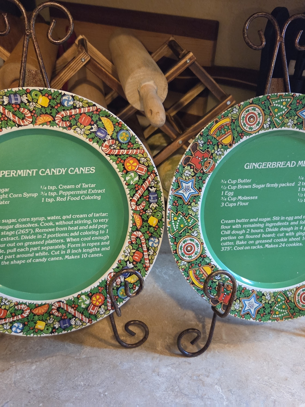 Festive Green Holiday Recipe Decorative Plate